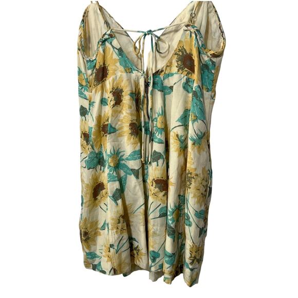 FREE PEOPLE WOMENS LARGE ALTURA PRINTED SUNFLOWER MINI DRESS YELLOW NEW - Picture 11 of 14